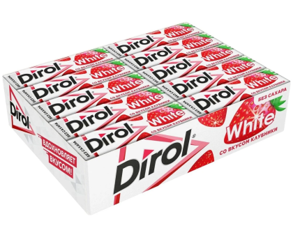 Жевательная резинка Dirol White, Клубничная поляна