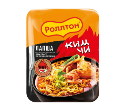 Лапша быстрого приготовления «Роллтон» со вкусом кимчи в лотке, 90 г × 24 шт.