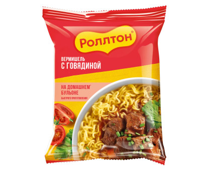 Вермишель быстрого приготовления Роллтон со вкусом говядины, 60 г. × 42 шт.