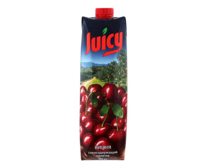 Напиток сокосодержащий Juicy «Вишня», 0,95 л × 12 шт.