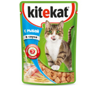 Влажный корм для кошек Kitekat в рыбном соусе, 85 г
