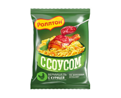 Вермишель быстрого приготовления Роллтон со вкусом курицы с соусом, 65 г. × 42 шт.
