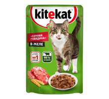 Kitekat влажный корм для кошек, Сочная говядина в желе, 85г 