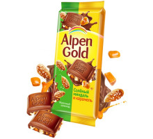 Шоколад Alpen Gold, соленый миндаль и карамель, 85г  