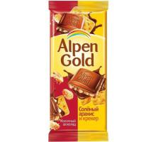 Шоколад Alpen Gold молочный крекер-соленый арахис, 85г