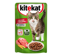 Влажный корм для кошек Kitekat «Сочная говядина» в соусе, 85 г